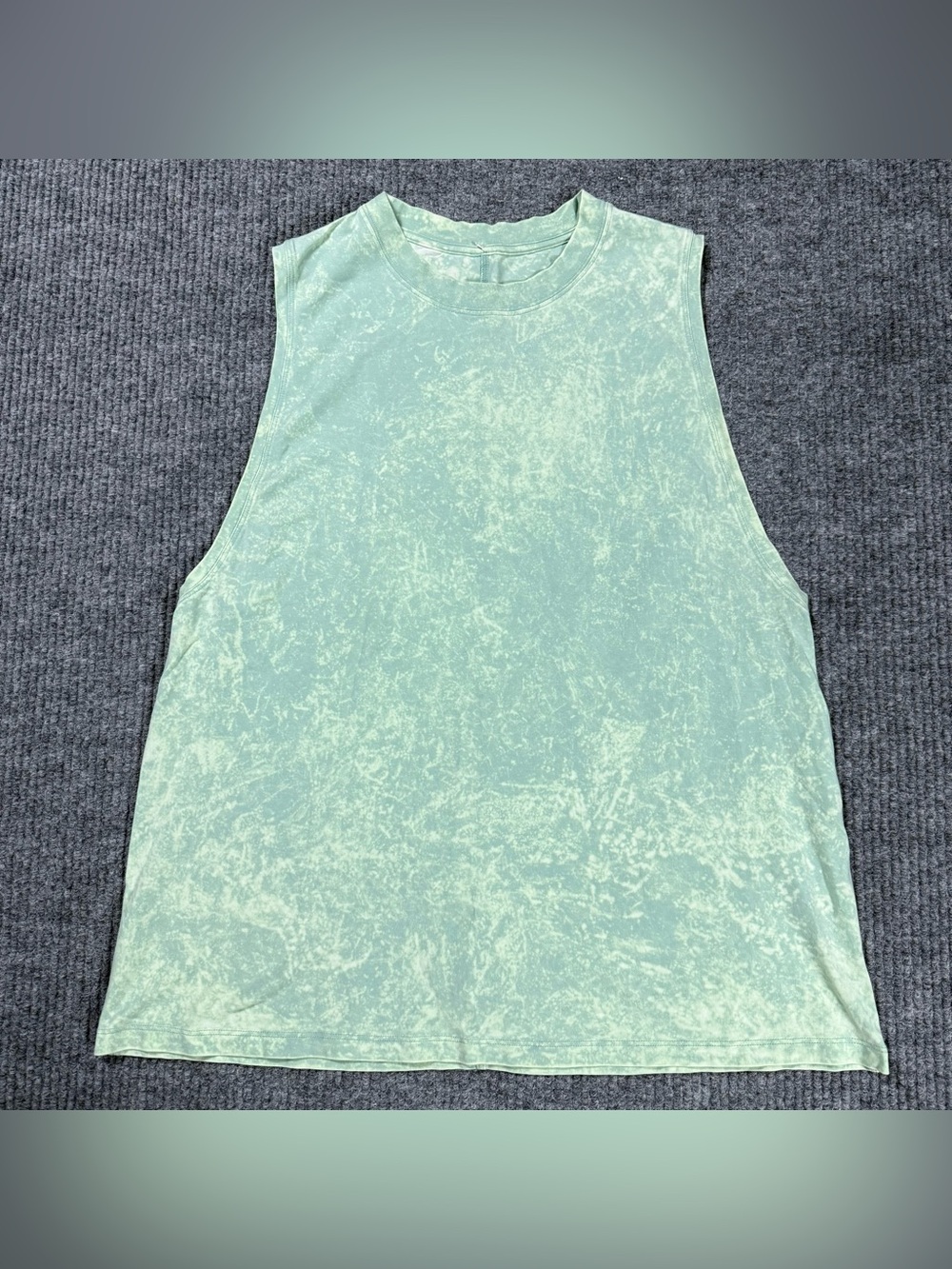 Lululemon Womens Muscle Tank Top Green Acid Wash Marble Print Sleeveless Sz 10